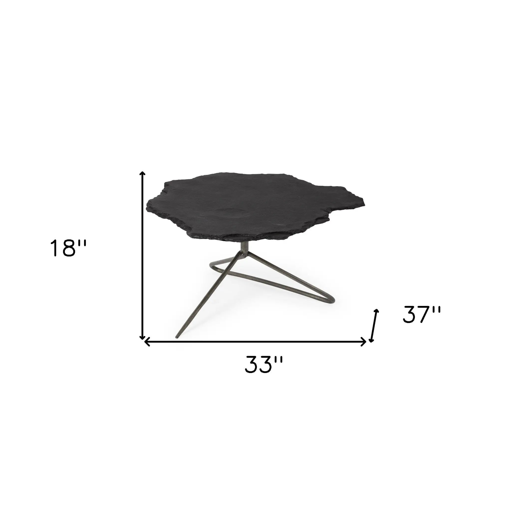 33" Black Wood and Metal Round Pedestal Coffee Table Homeroots Living Room