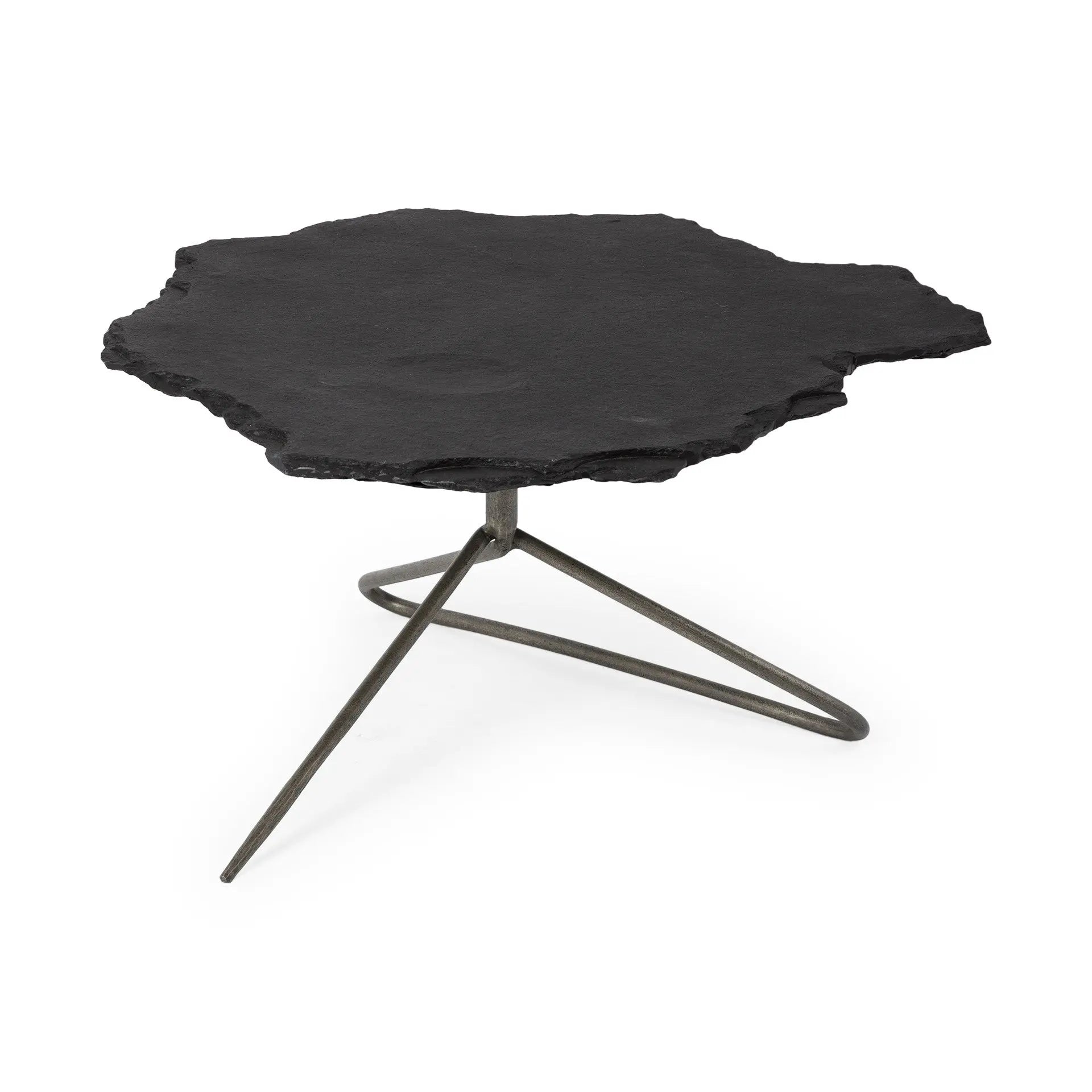 33" Black Wood and Metal Round Pedestal Coffee Table Homeroots Living Room