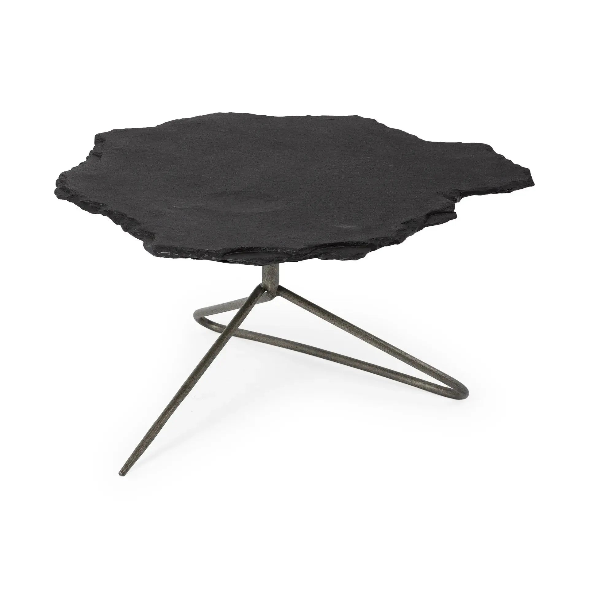 33" Black Wood and Metal Round Pedestal Coffee Table Homeroots Living Room