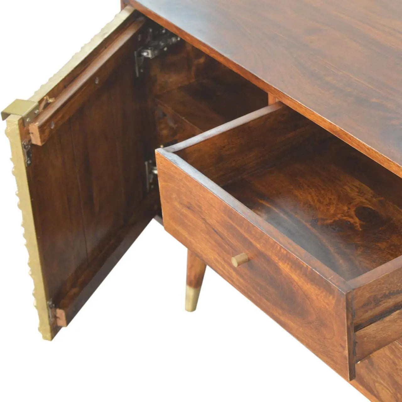 33" Brown Solid Wood Four Drawer Sideboard Homeroots Kitchen & Dining