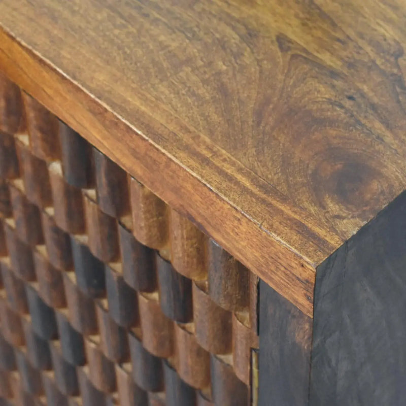 33" Brown Solid Wood Round Accent Cabinet With Single Door Homeroots Kitchen & Dining