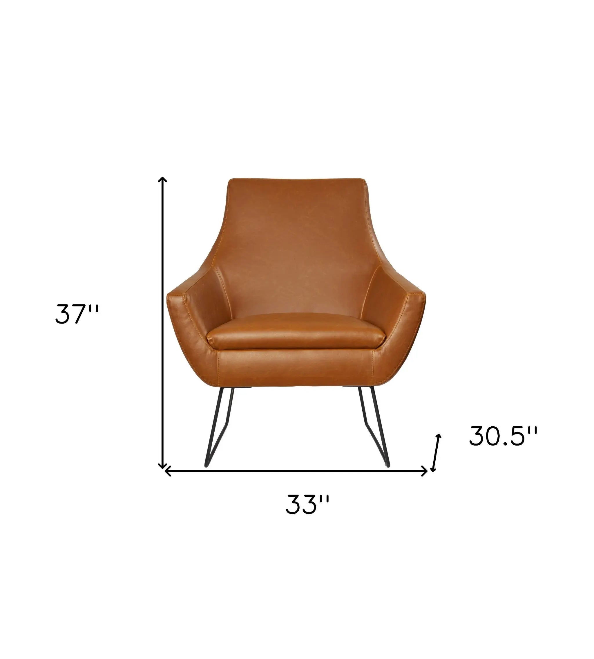 33" Brown and Black Faux Leather Distressed Arm Chair Homeroots Living Room