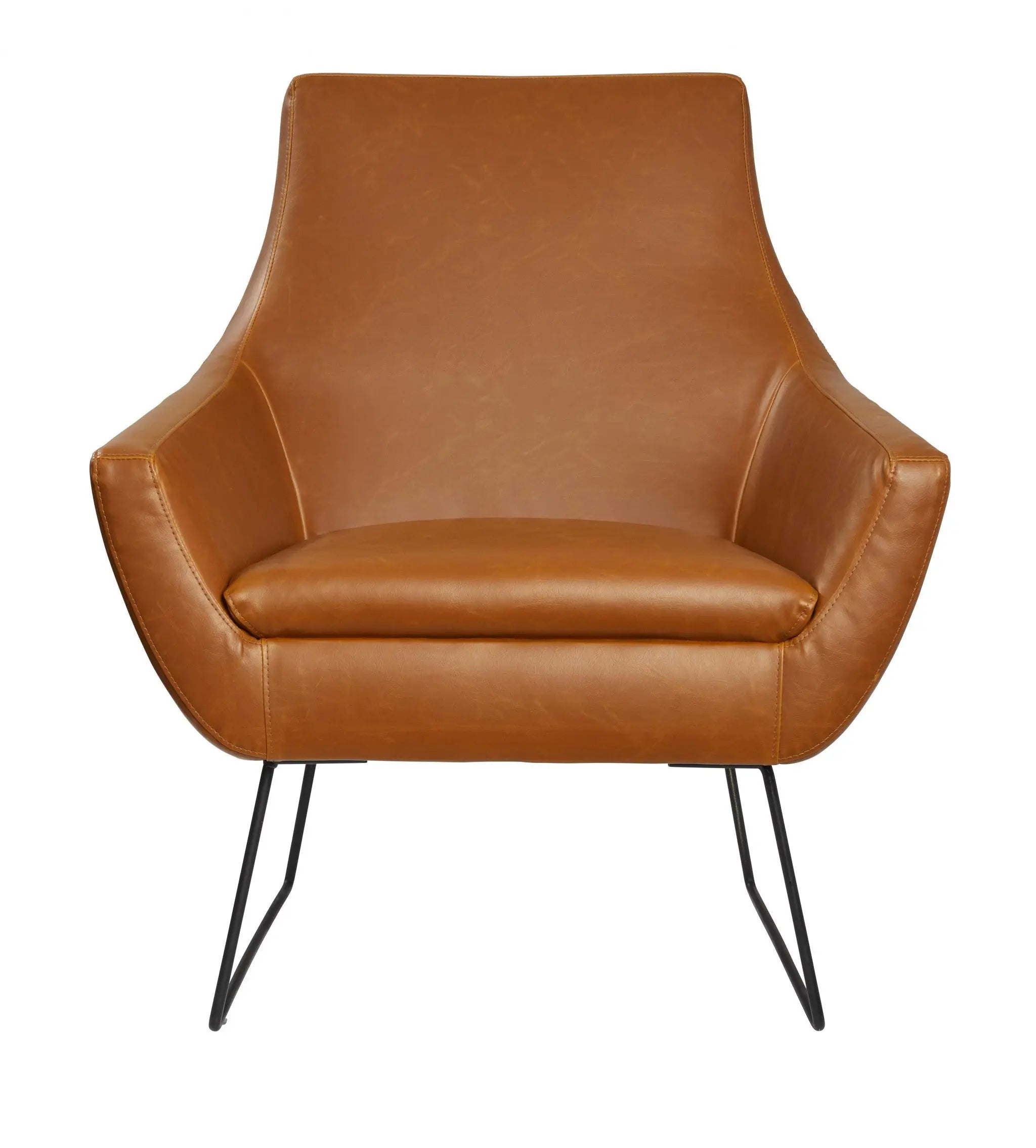 33" Brown and Black Faux Leather Distressed Arm Chair Homeroots Living Room