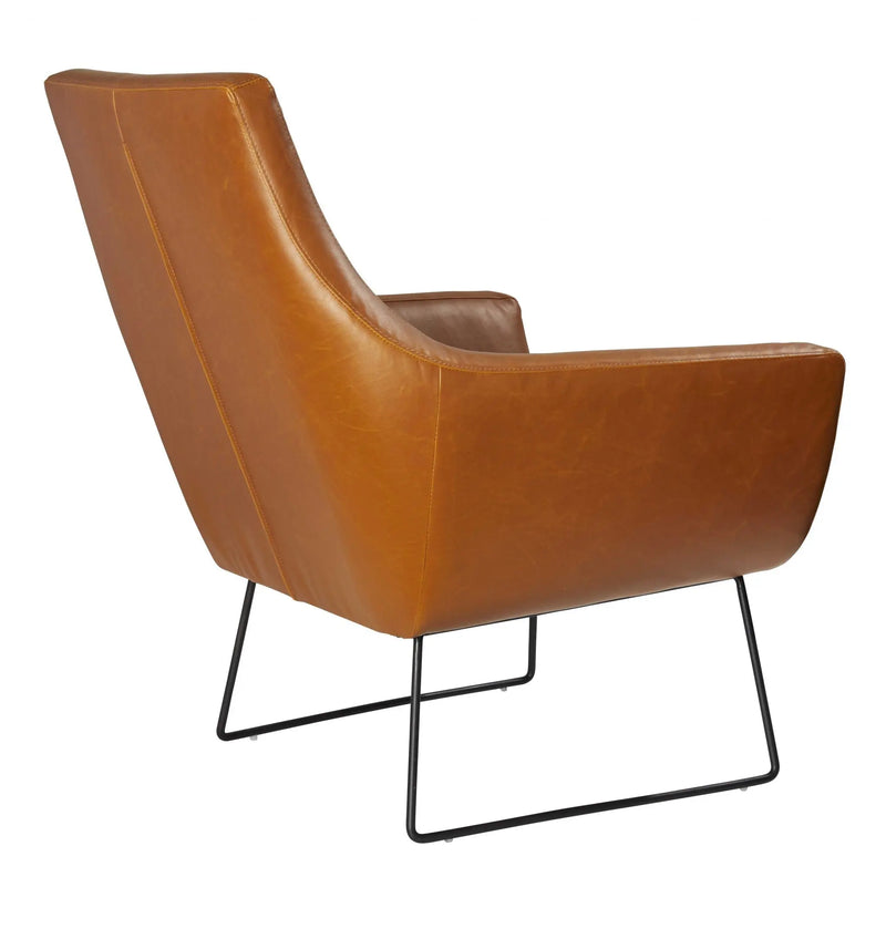33" Brown and Black Faux Leather Distressed Arm Chair Homeroots Living Room