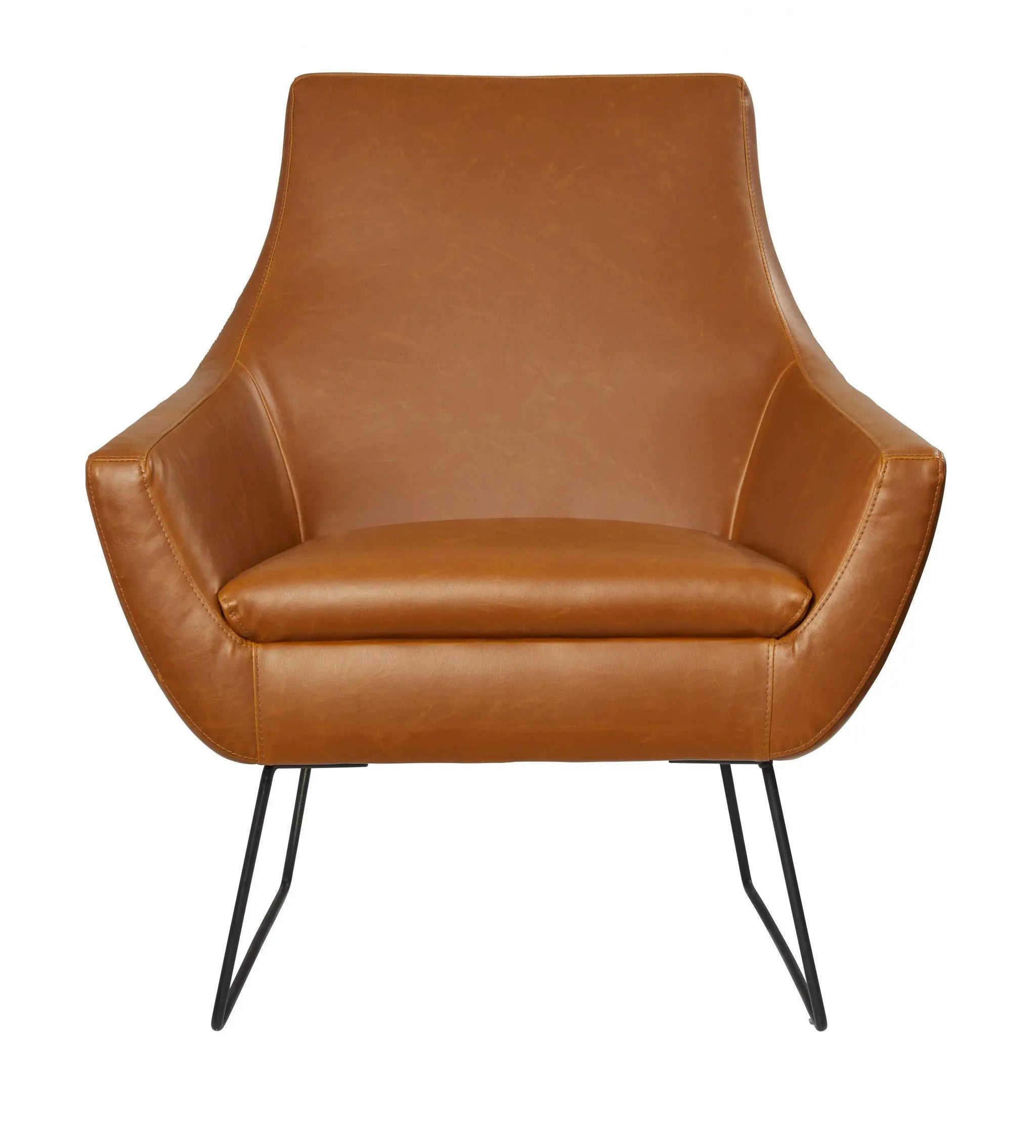 33" Brown and Black Faux Leather Distressed Arm Chair Homeroots Living Room