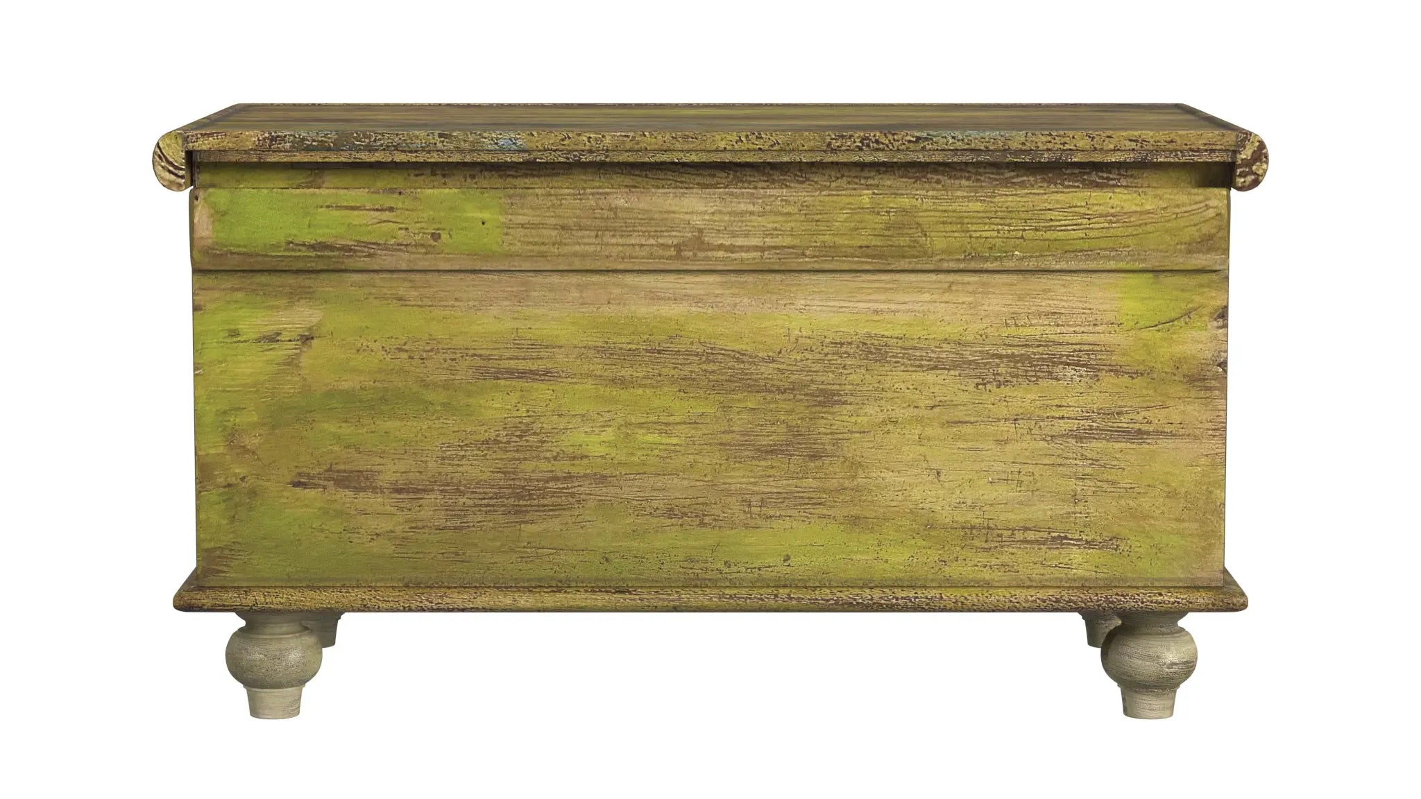 33" Brown and Green Wood Distressed Coffee Table Homeroots Living Room
