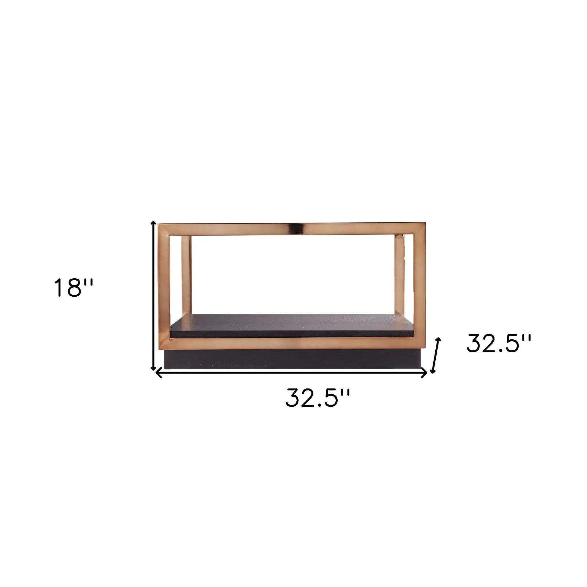 33" Champagne Glass And Solid Manufactured Wood Square Coffee Table Homeroots Living Room