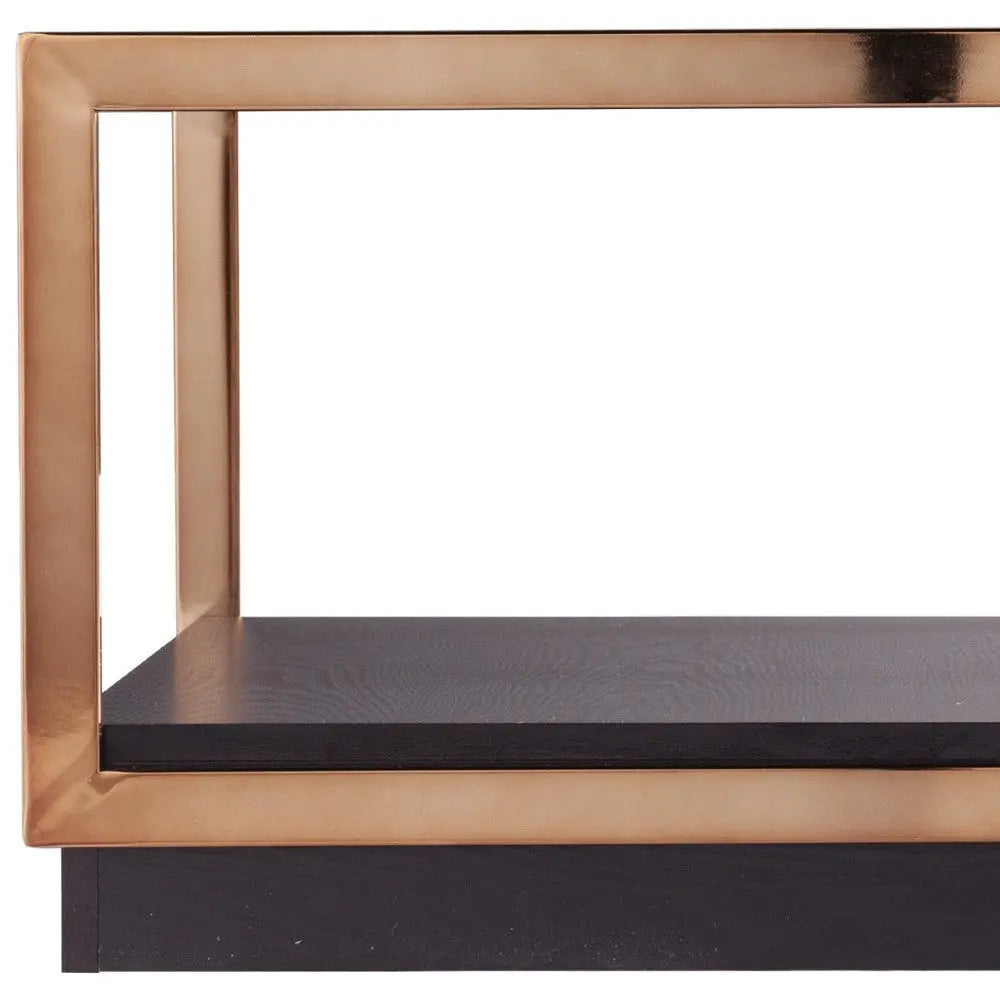 33" Champagne Glass And Solid Manufactured Wood Square Coffee Table Homeroots Living Room