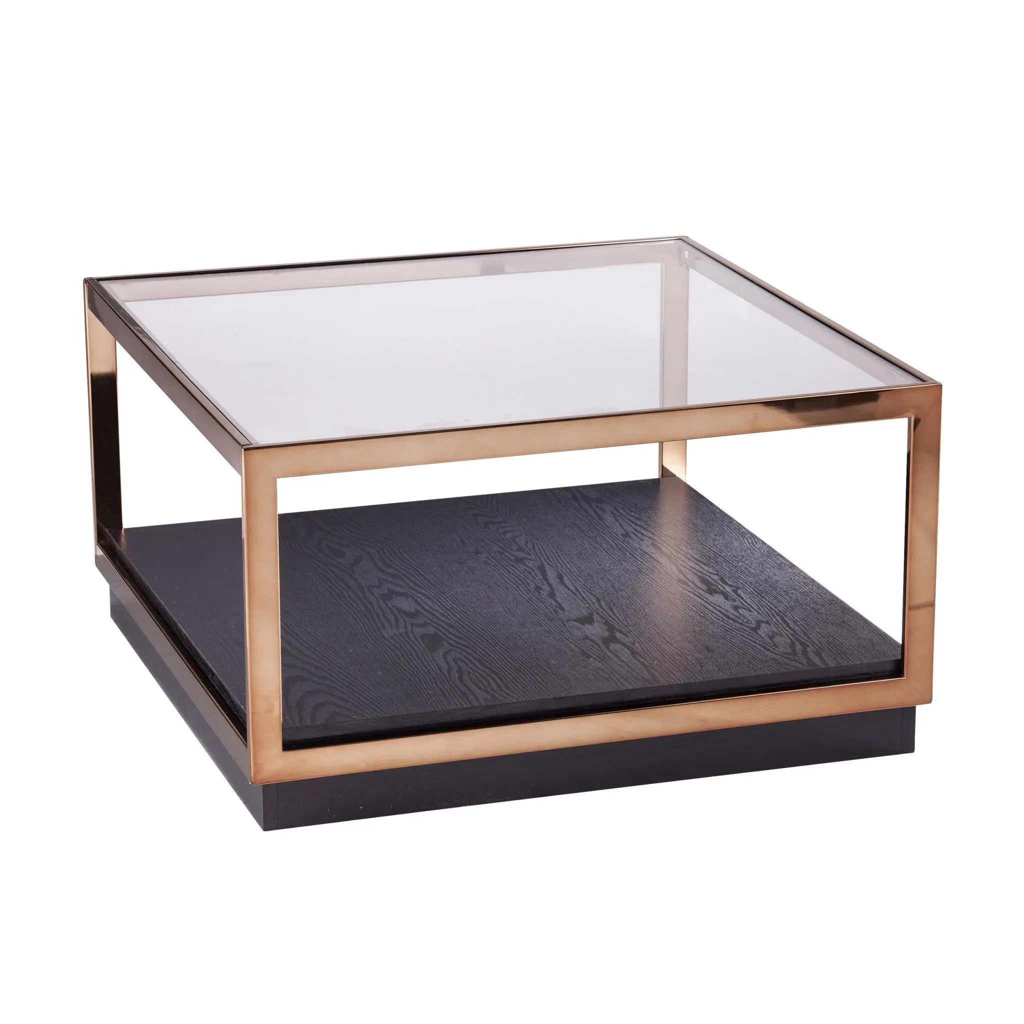 33" Champagne Glass And Solid Manufactured Wood Square Coffee Table Homeroots Living Room