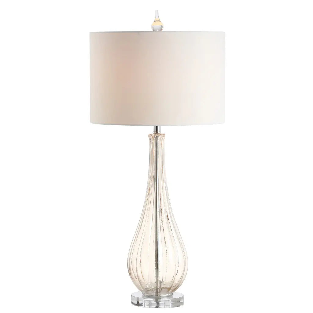 33" Clear Urn Buffet Lamp With Drum Shade Homeroots Lighting