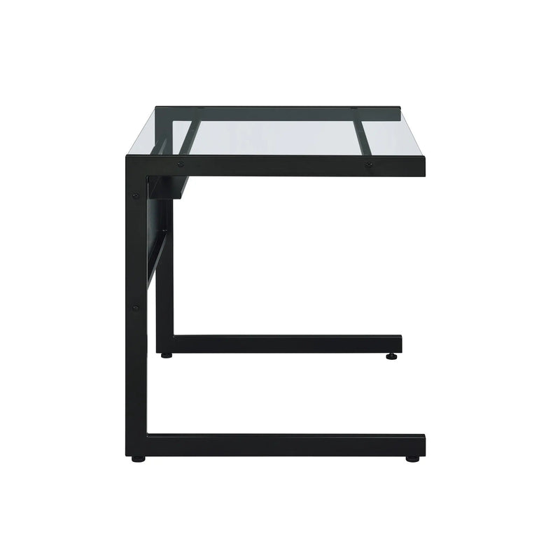 33" Clear and Black Glass and Stainless Steel Writing Desk Homeroots Office