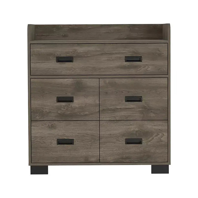 33" Dark Brown Wood Five Drawer Double Dresser Homeroots Bed & Bath