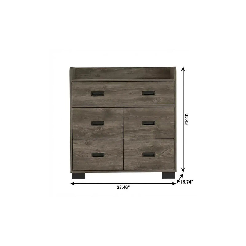 33" Dark Brown Wood Five Drawer Double Dresser Homeroots Bed & Bath
