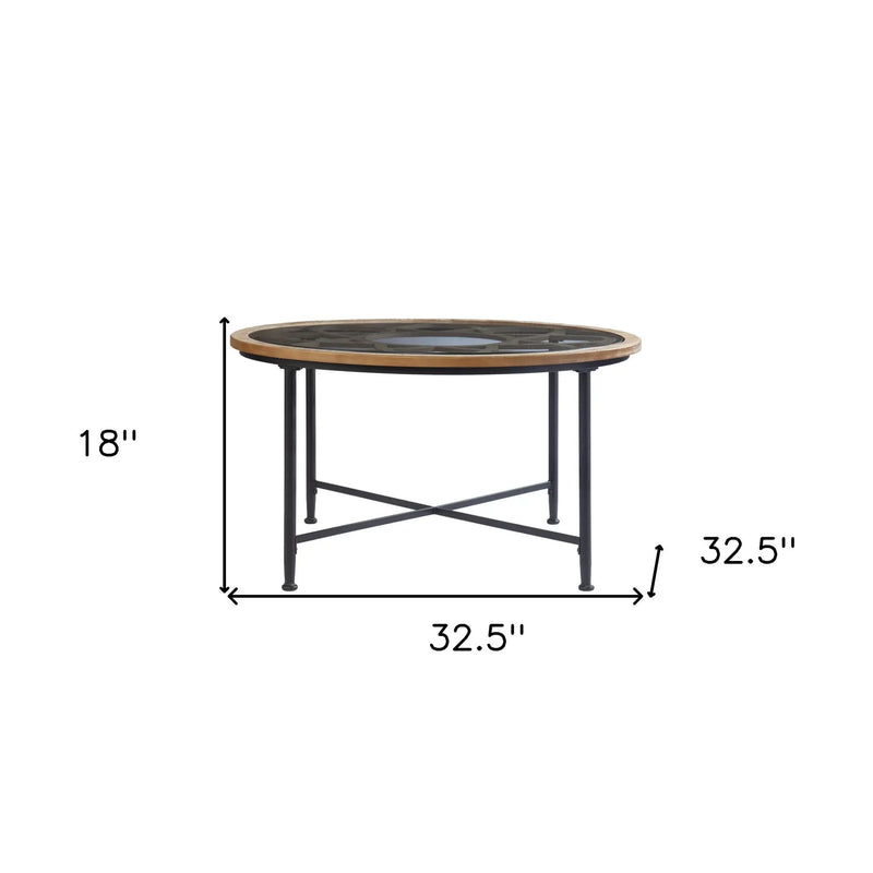 33" Floral Design Glass Top Round Coffee Table Homeroots Living Room
