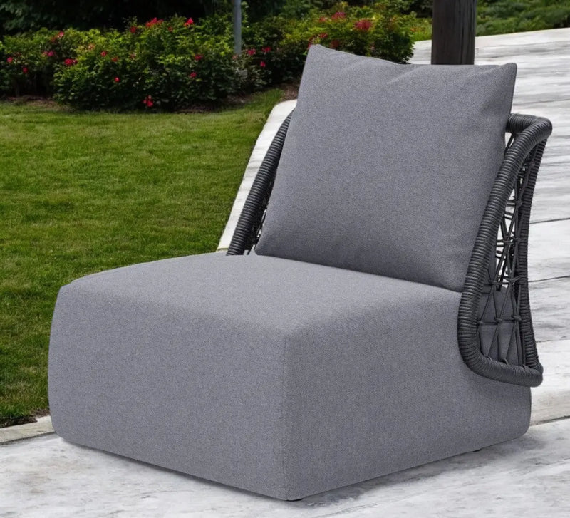 33" Gray Outdoor Accent Chair with Gray Cushions Homeroots Outdoor