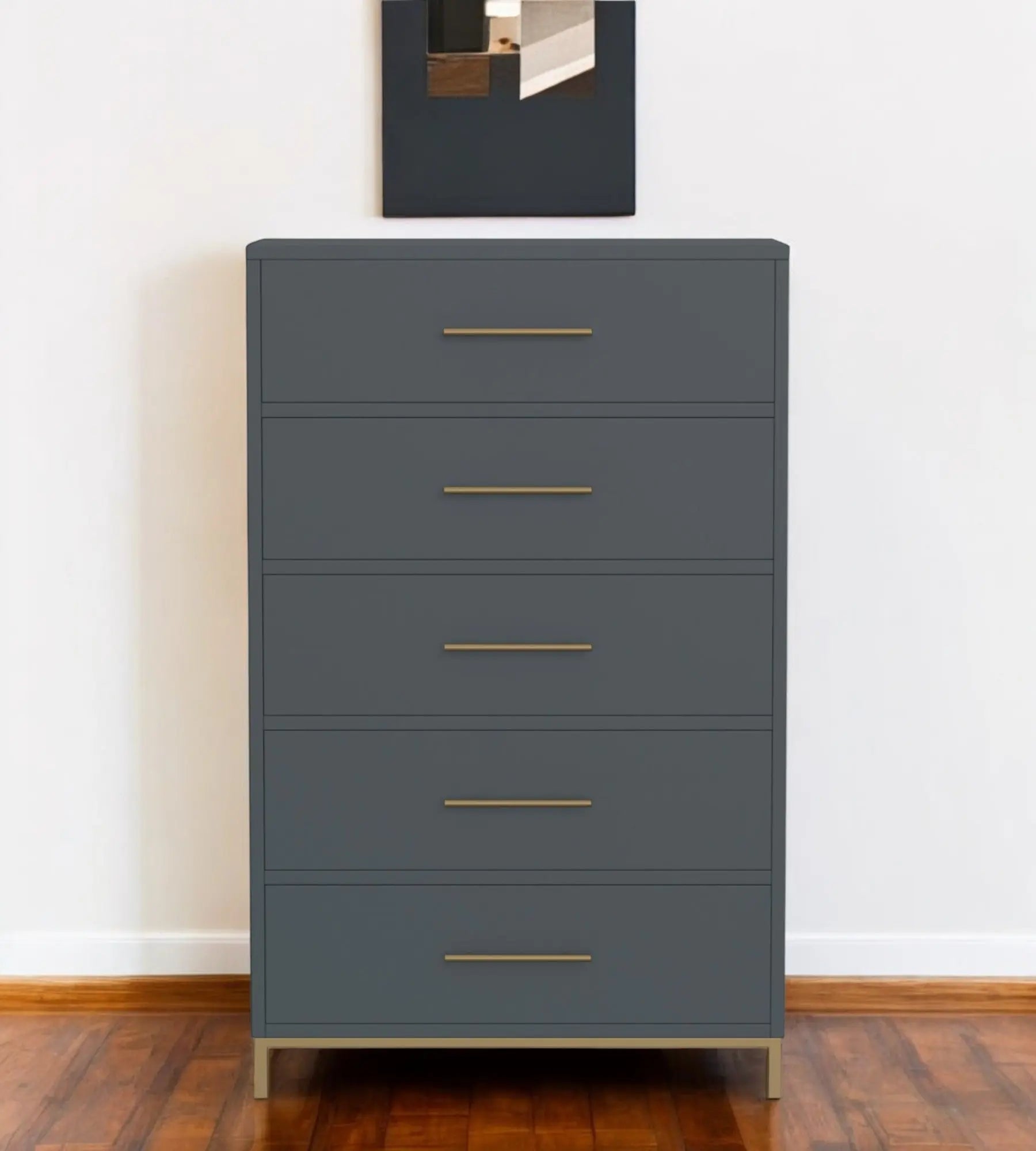 33" Gray Solid Wood Five Drawer Dresser - GreatEagleInc