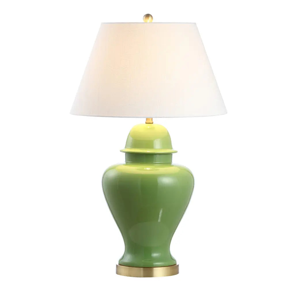 33" Green And Gold Urn Table Lamp With Empire Shade Homeroots Lighting