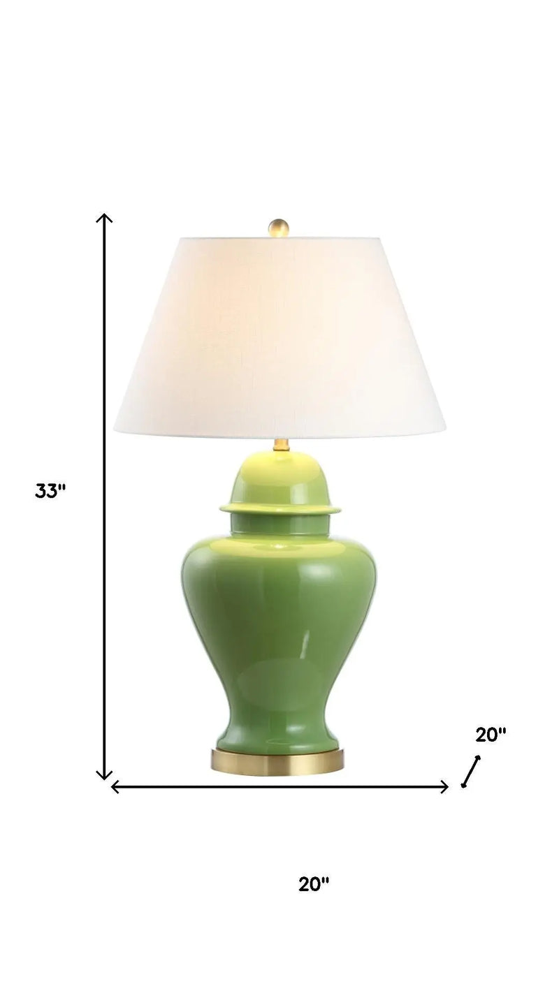 33" Green And Gold Urn Table Lamp With Empire Shade Homeroots Lighting