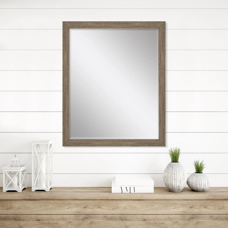 33" Light Brown Framed Accent Mirror Homeroots Bed & Bath