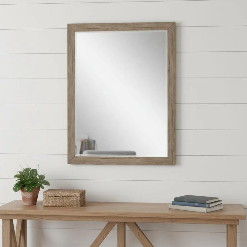 33" Light Brown Framed Accent Mirror Homeroots Bed & Bath