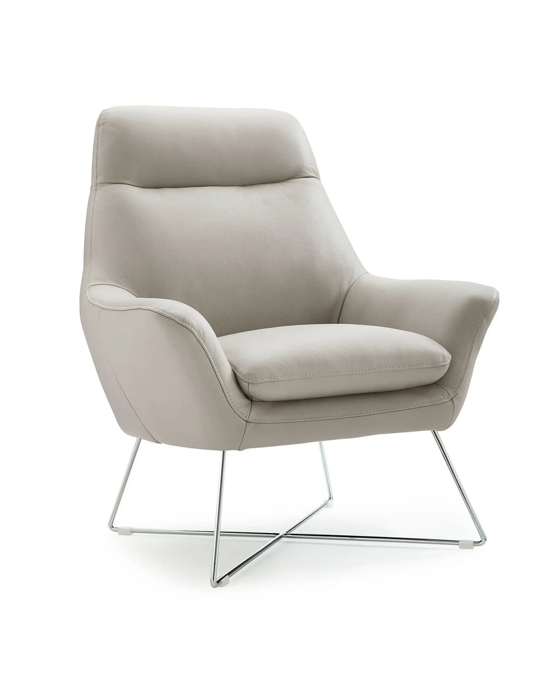 33" Light Gray and Silver Italian Leather Tufted Arm Chair Homeroots Living Room