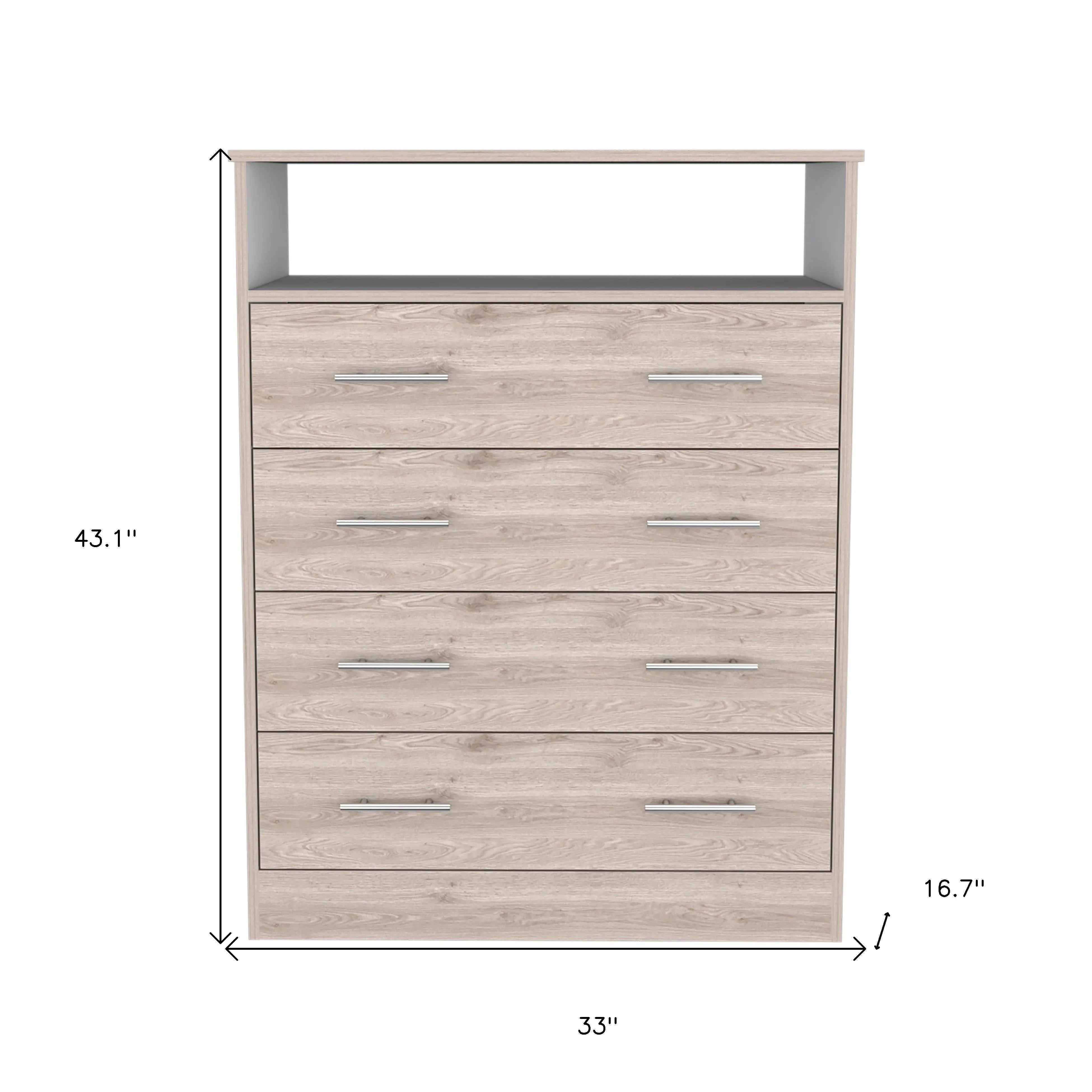 33" Oak Wood Four Drawer Dresser Homeroots Bed & Bath