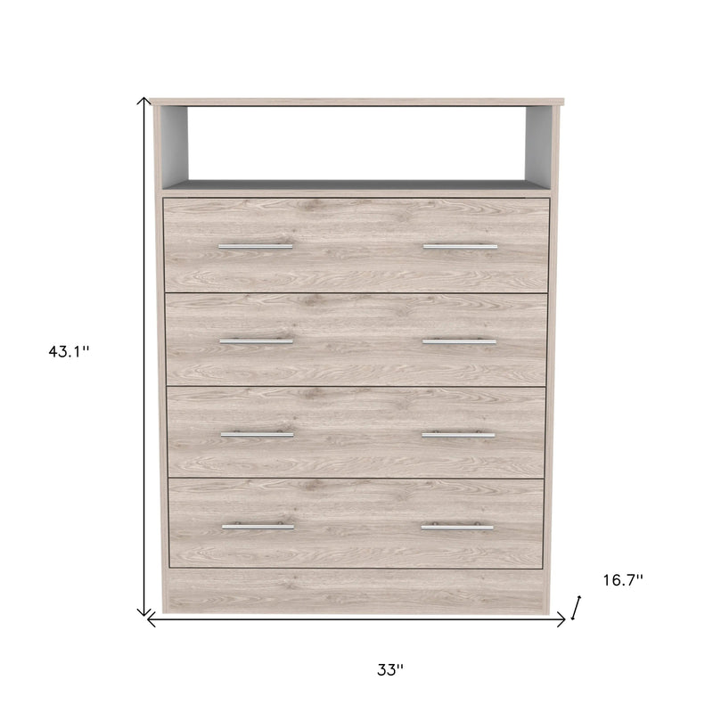 33" Oak Wood Four Drawer Dresser Homeroots Bed & Bath