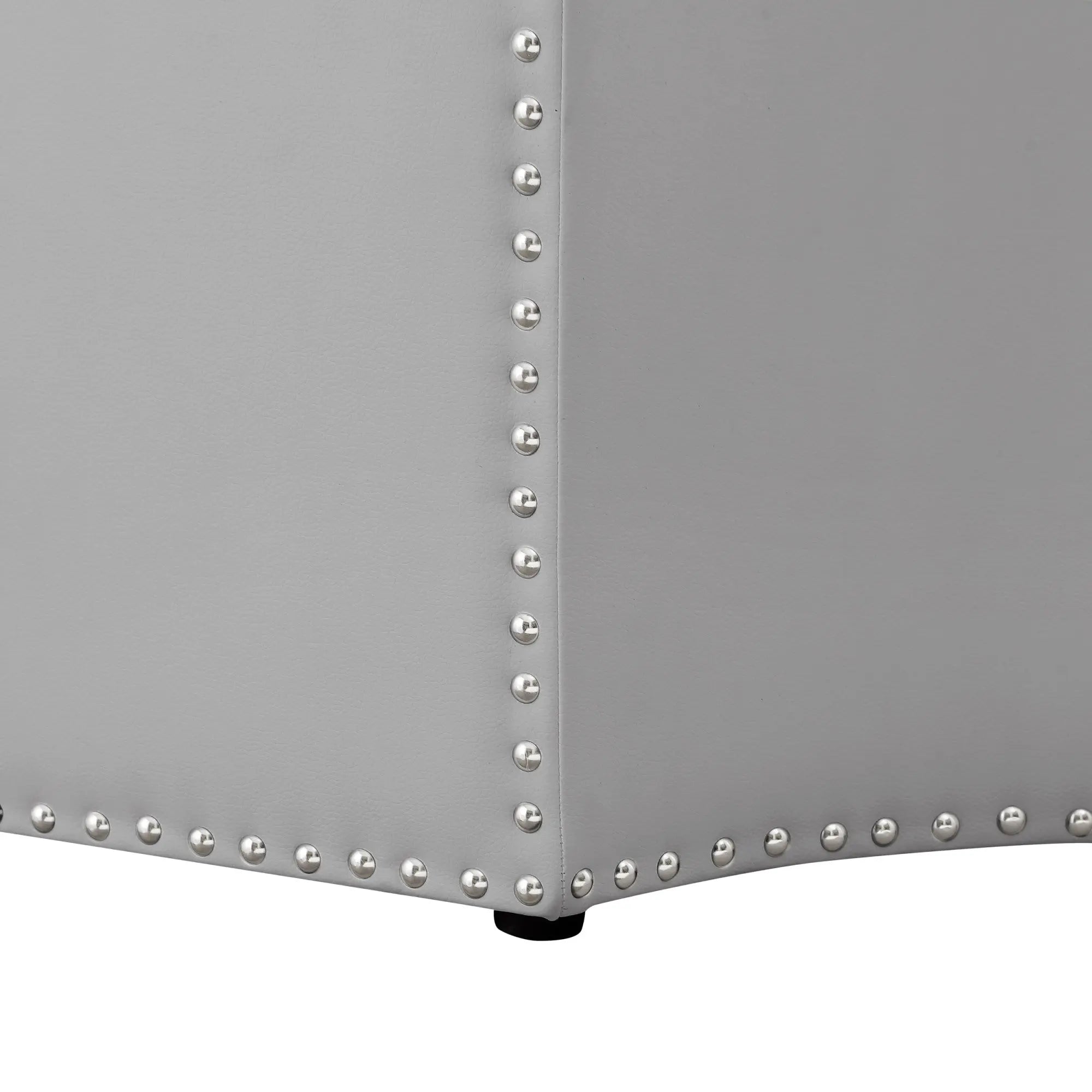 33" Silver Faux Leather Tufted Octagonal Cocktail Ottoman Homeroots Living Room