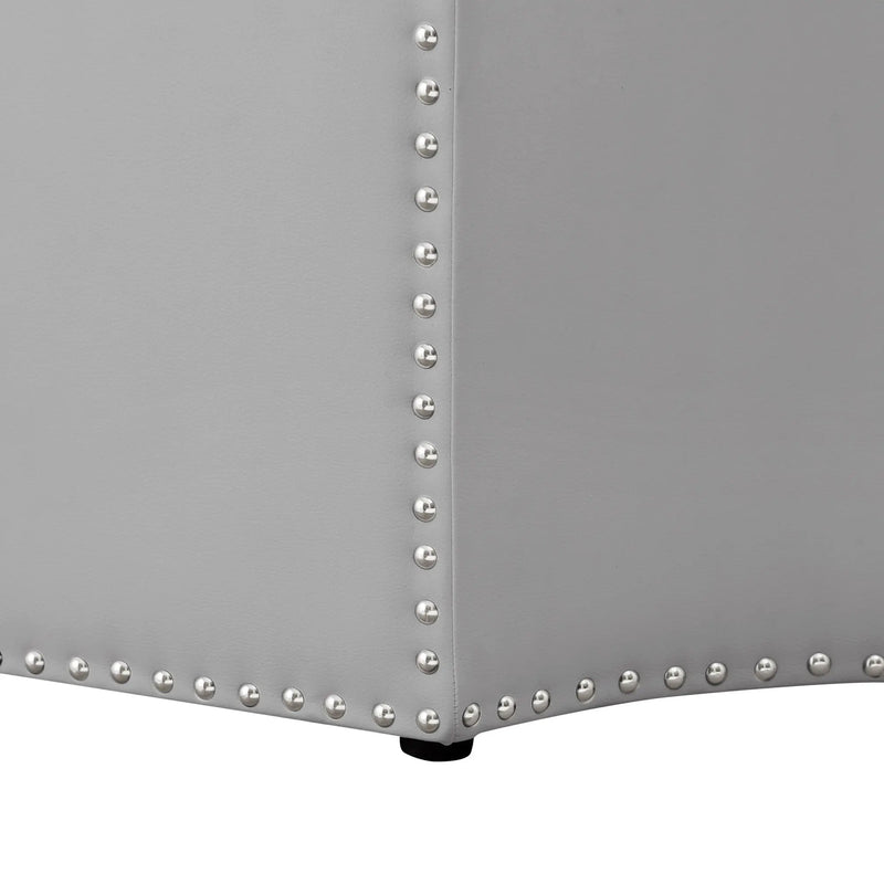 33" Silver Faux Leather Tufted Octagonal Cocktail Ottoman Homeroots Living Room