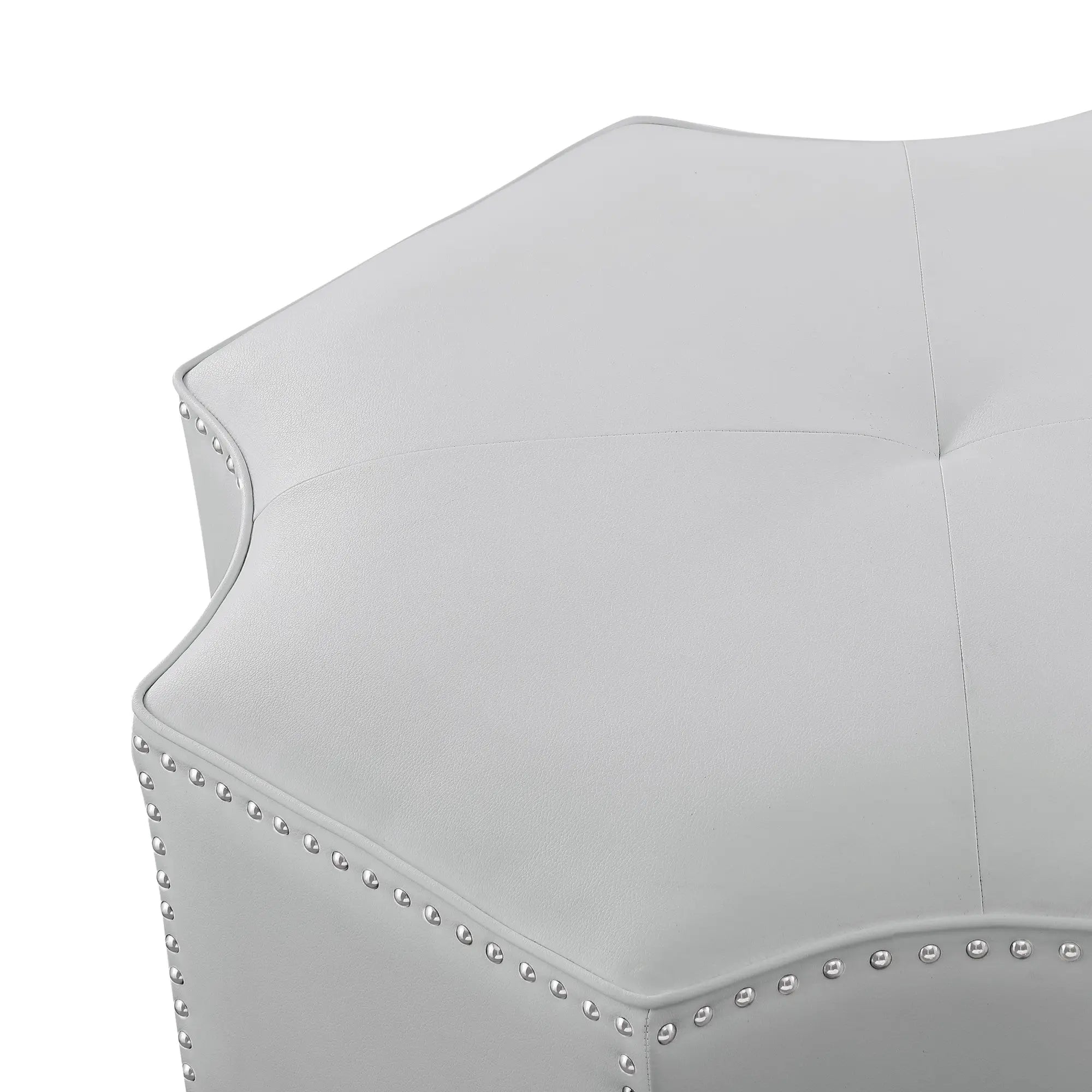 33" Silver Faux Leather Tufted Octagonal Cocktail Ottoman Homeroots Living Room