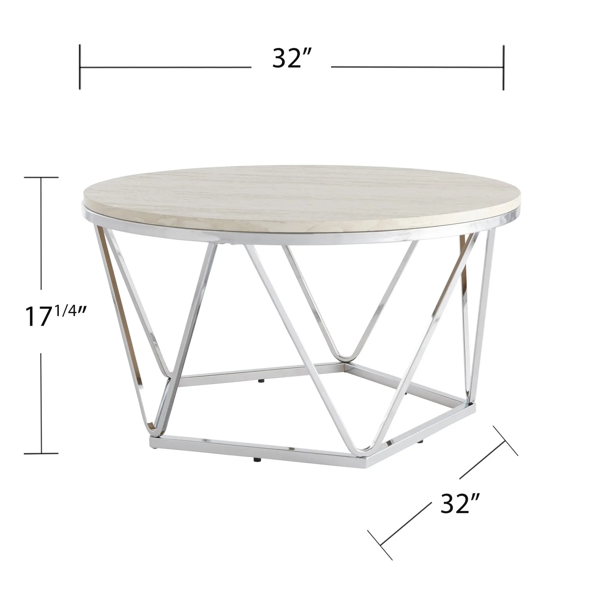33" Silver Manufactured Wood And Metal Round Coffee Table Homeroots Living Room