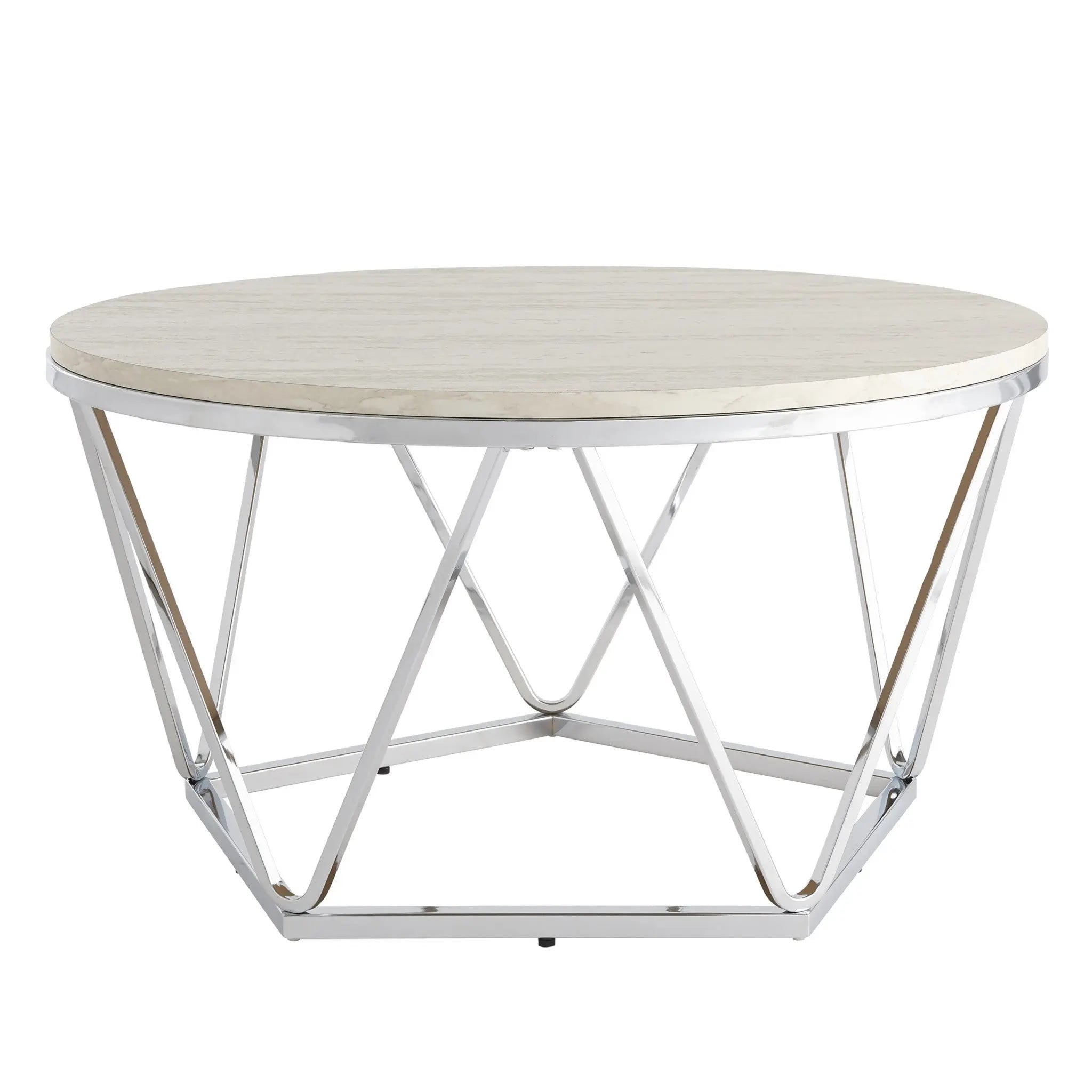 33" Silver Manufactured Wood And Metal Round Coffee Table Homeroots Living Room