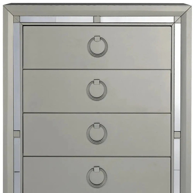 33" Silver Solid Wood Mirrored Five Drawer Dresser Homeroots Bed & Bath