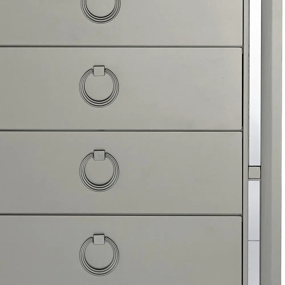 33" Silver Solid Wood Mirrored Five Drawer Dresser Homeroots Bed & Bath