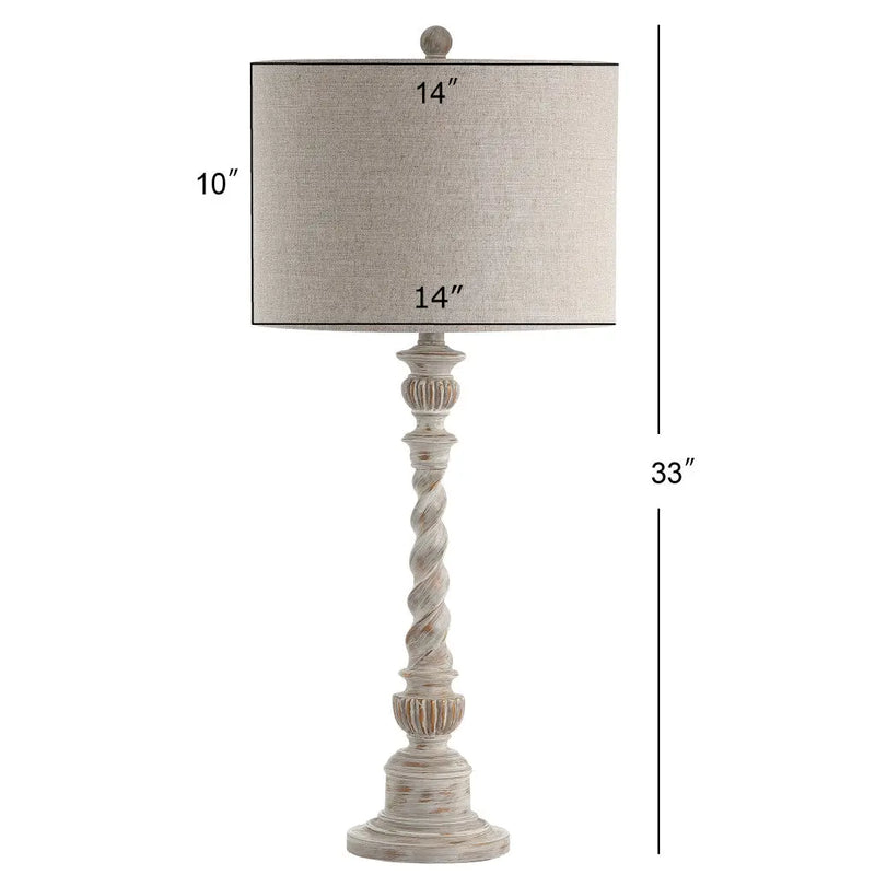 33" White Table Lamp With Drum Shade Homeroots Lighting