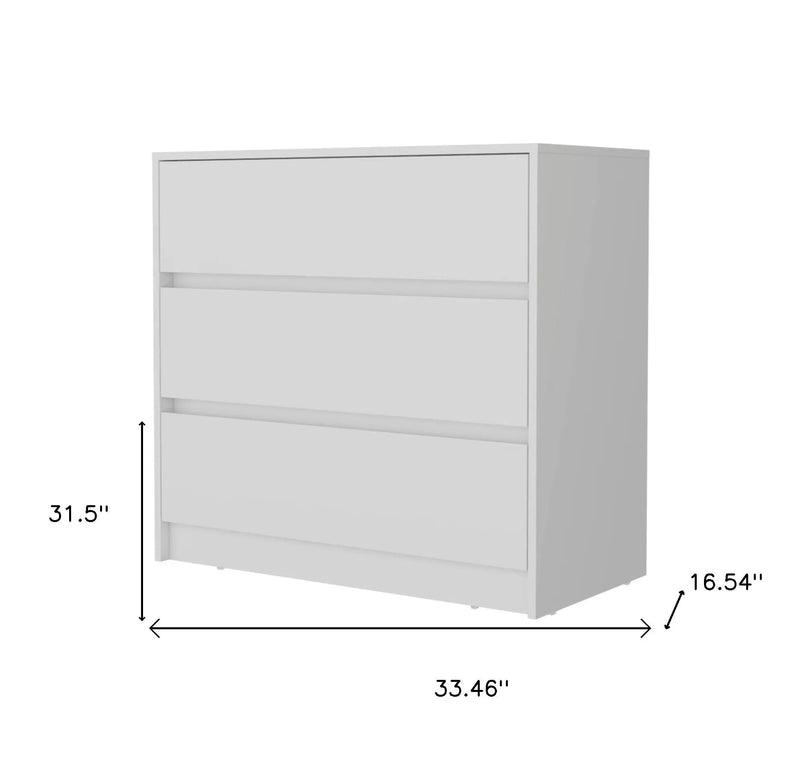 33" White Three Drawer Dresser Homeroots Bed & Bath