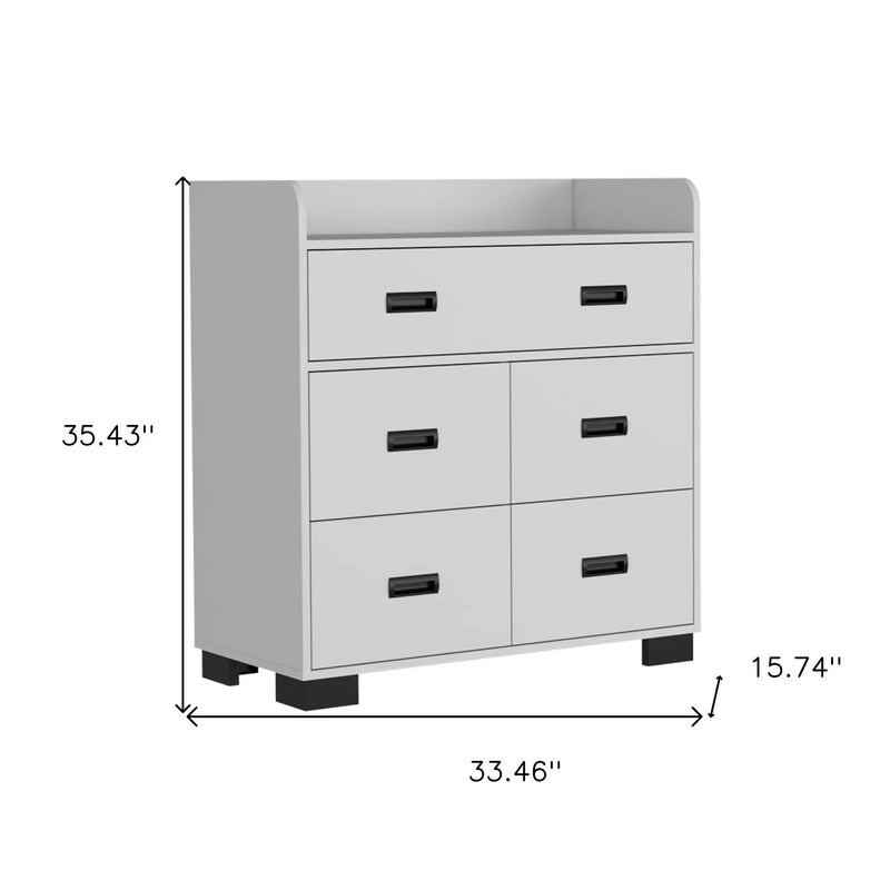 33" White Wood Five Drawer Dresser Homeroots Bed & Bath