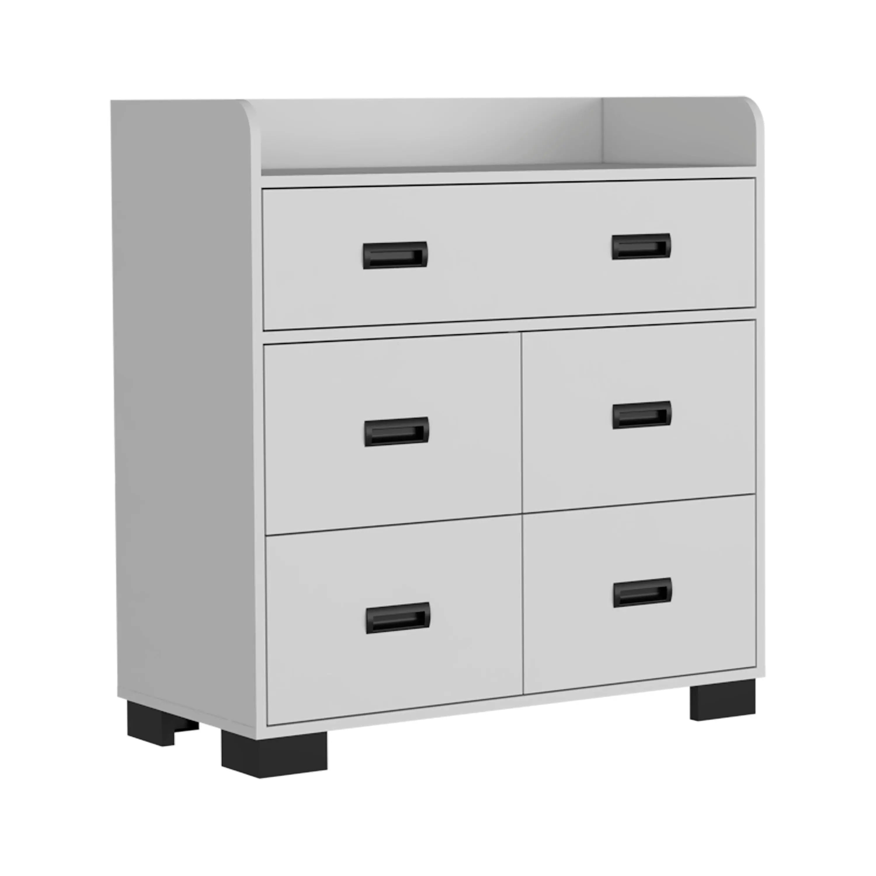 33" White Wood Five Drawer Dresser Homeroots Bed & Bath