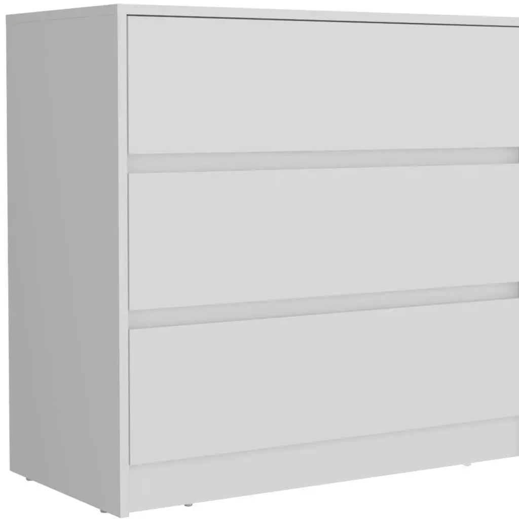 33" White Wood Three Drawer Dresser Homeroots Bed & Bath