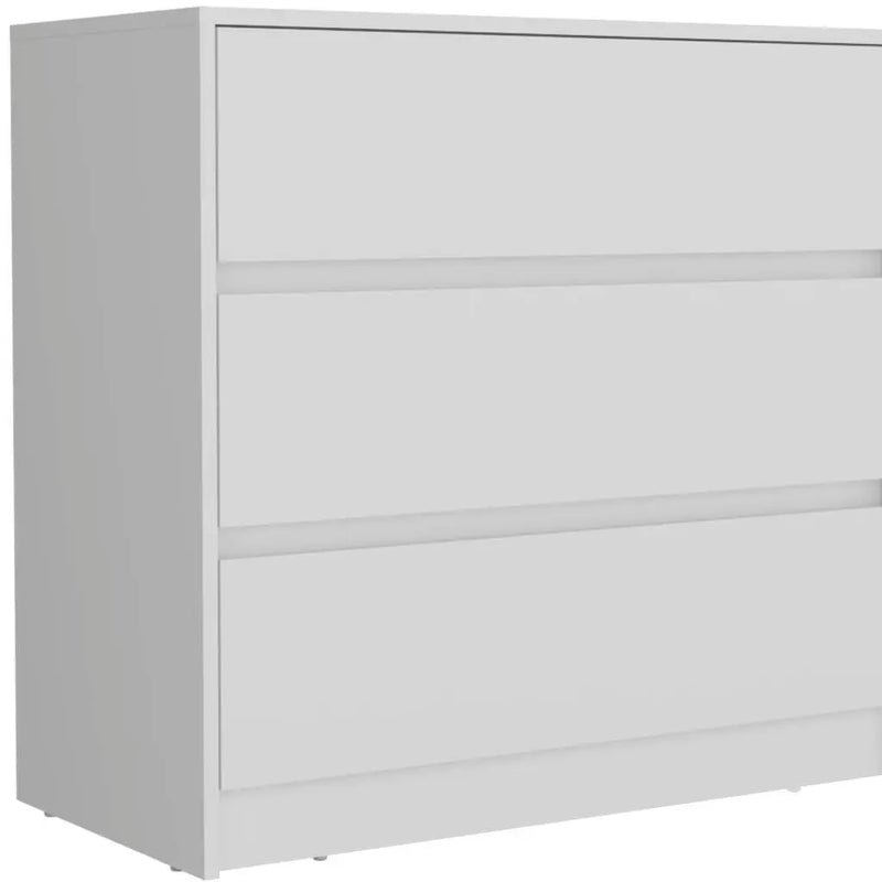 33" White Wood Three Drawer Dresser Homeroots Bed & Bath