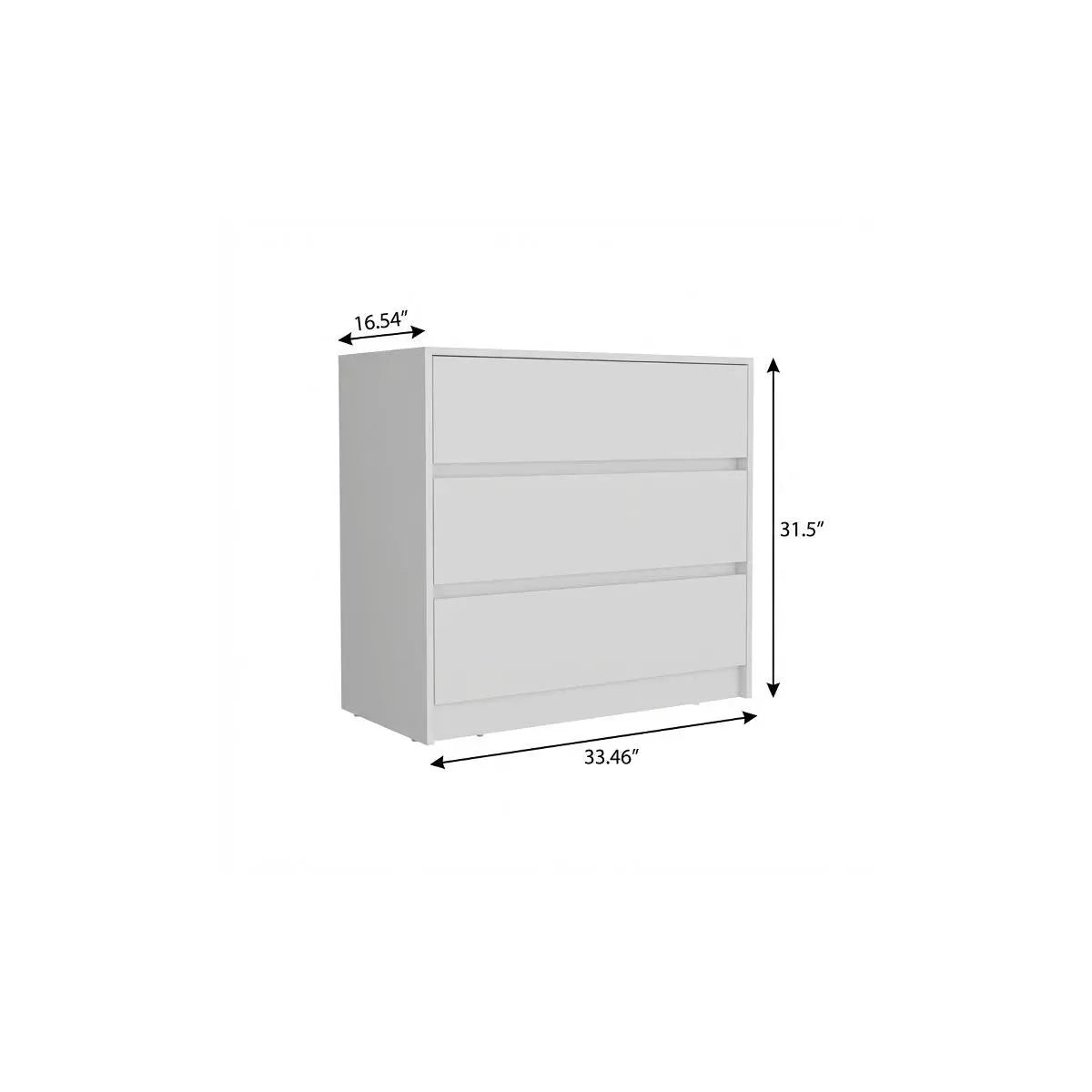 33" White Wood Three Drawer Dresser Homeroots Bed & Bath