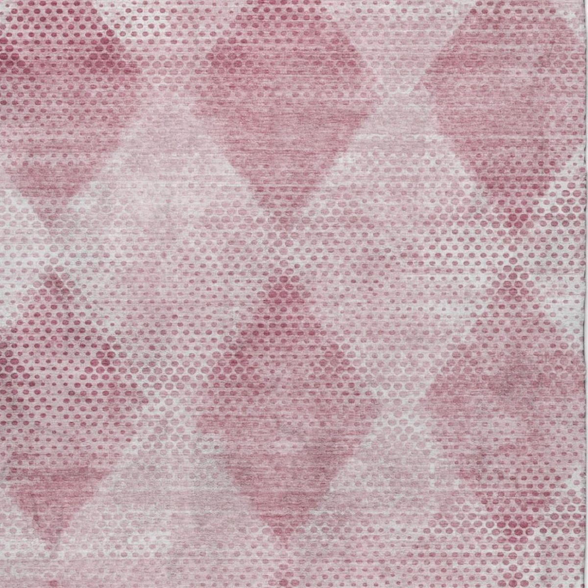 3' X 5' Merlot And Blush Geometric Shag Washable Area Rug With UV Protection - Home & Garden