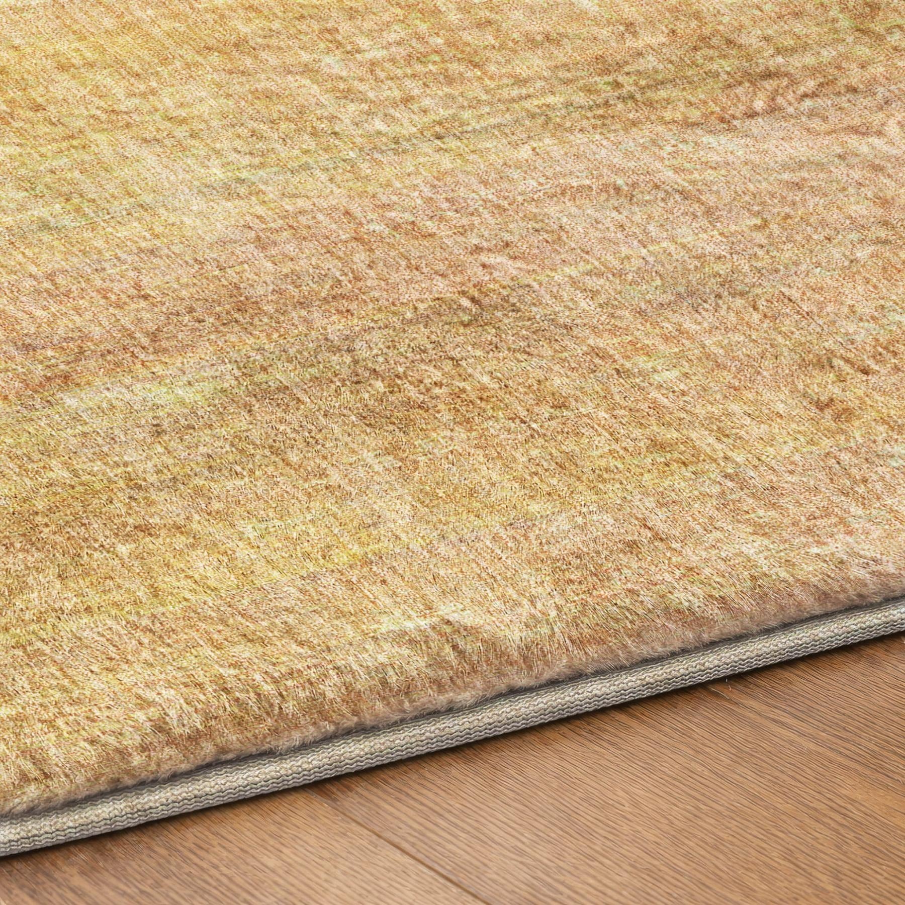 10' X 14' Blush And Gold Striped Shag Washable Area Rug With UV Protection - Home & Garden