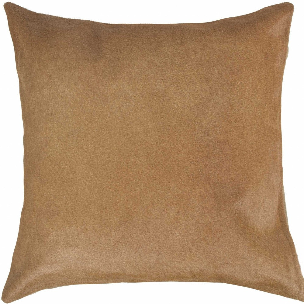 18" Tan Cowhide Throw Pillow - Home & Garden