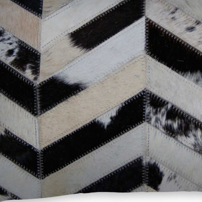 12" X 20" Black Brown and Off White Chevron Cowhide Throw Pillow - Home Decor