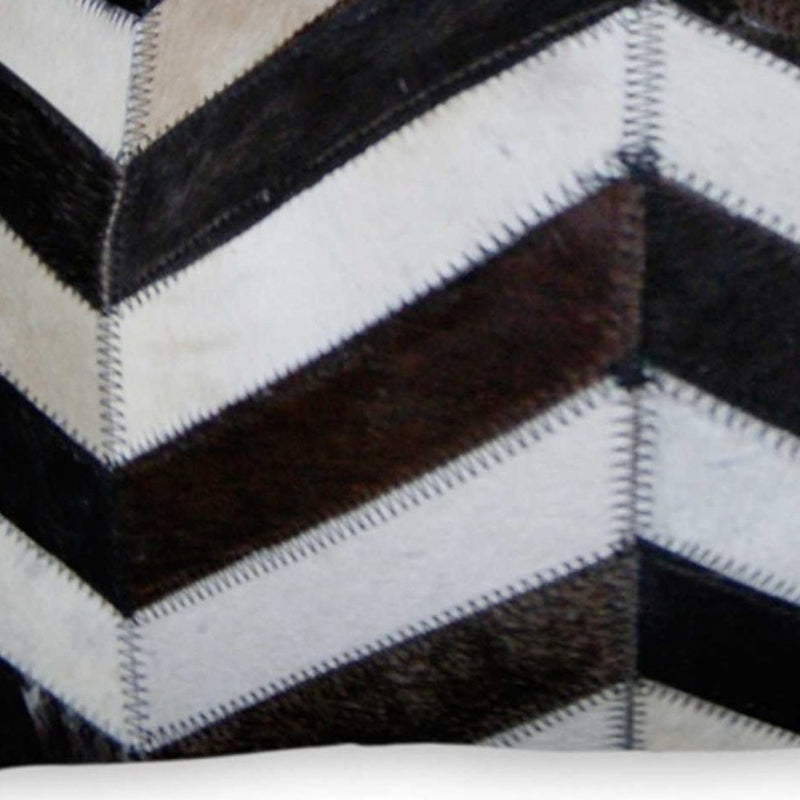 12" X 20" Chocolate Brown and Off White Chevron Cowhide Throw Pillow - Home Decor