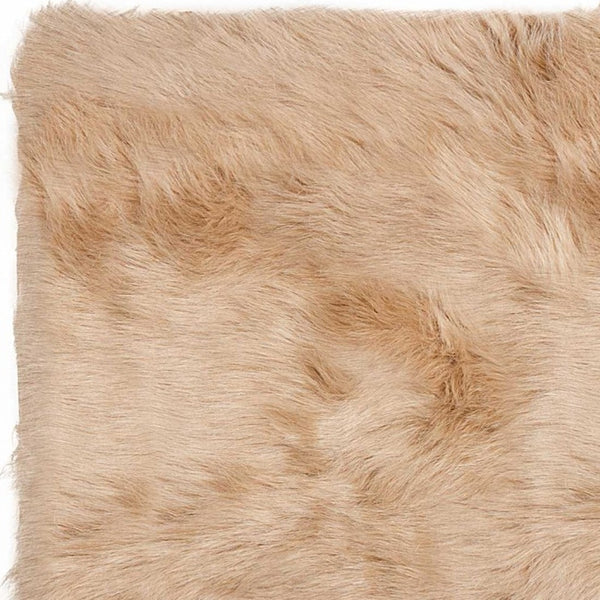 2' X 3' Tan Faux Fur Rectangular Area Rug - Home Decor