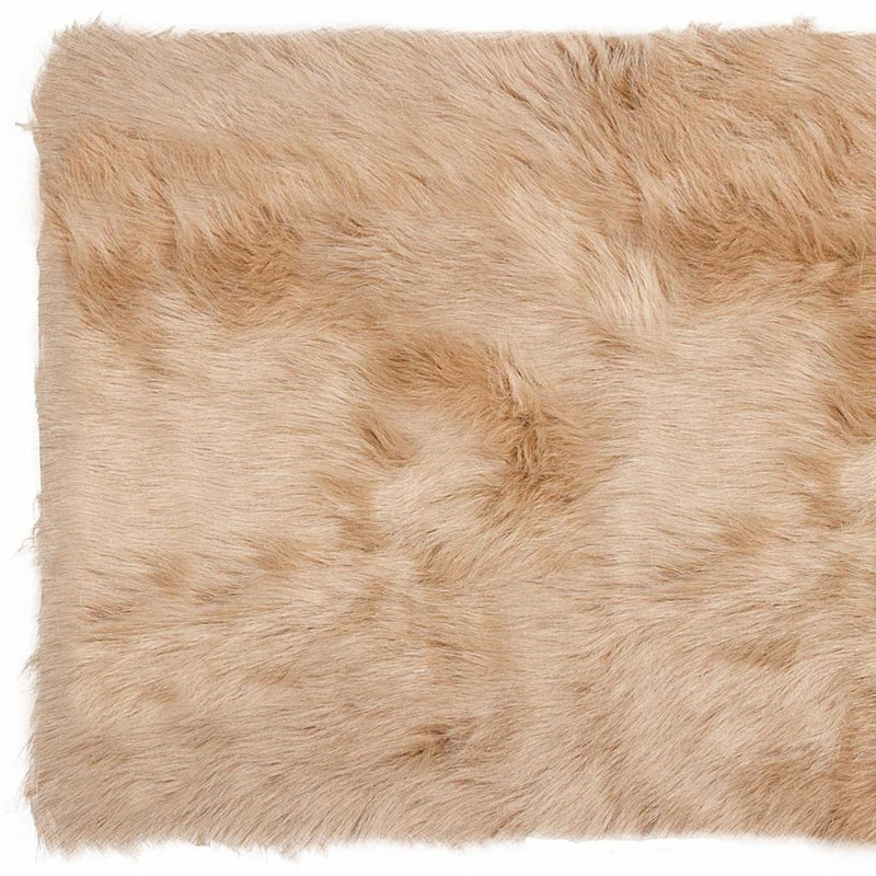 2' X 3' Tan Faux Fur Rectangular Area Rug - Home Decor