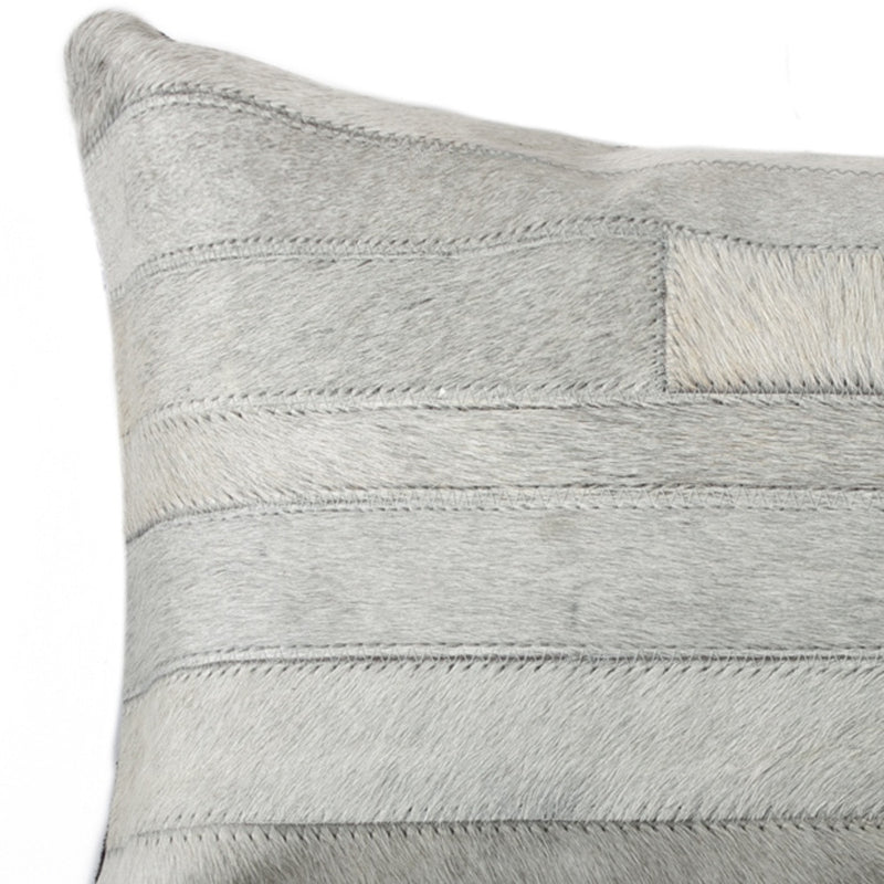 12" X 20" Gray Cowhide Throw Pillow - Home Decor