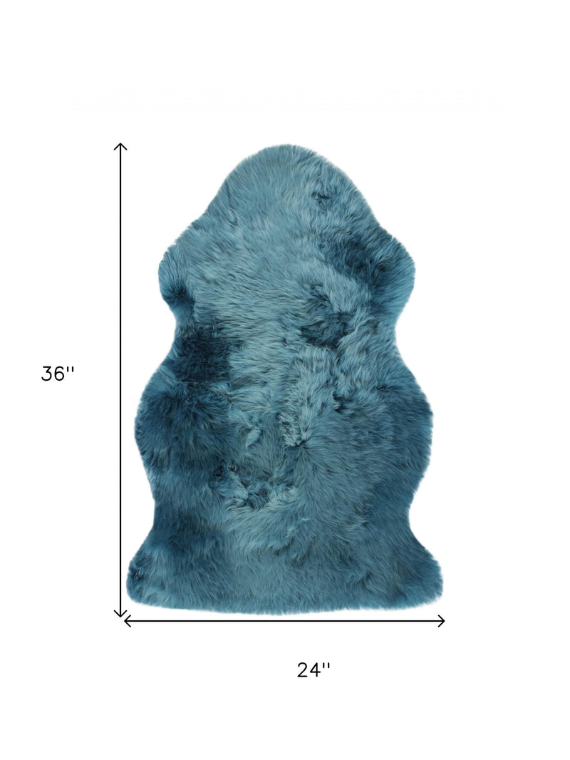 2' X 3' Teal New Zealand Natural Sheepskin Rug - Home & Garden
